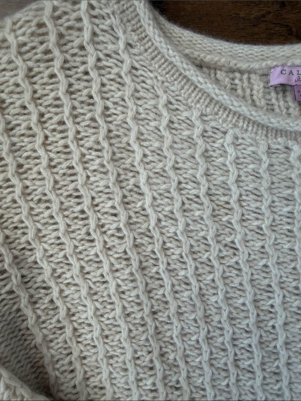 Calypso St. Barth Cream 100% Cashmere Cable Knit Crewneck Sweater S - Picture 4 of 10